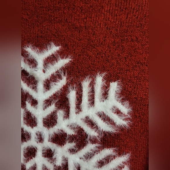Jessica Simpson - NWOT-Alpaca Blend Red Snowflake Ski Cropped Sweater - Size M - Picture 5 of 5